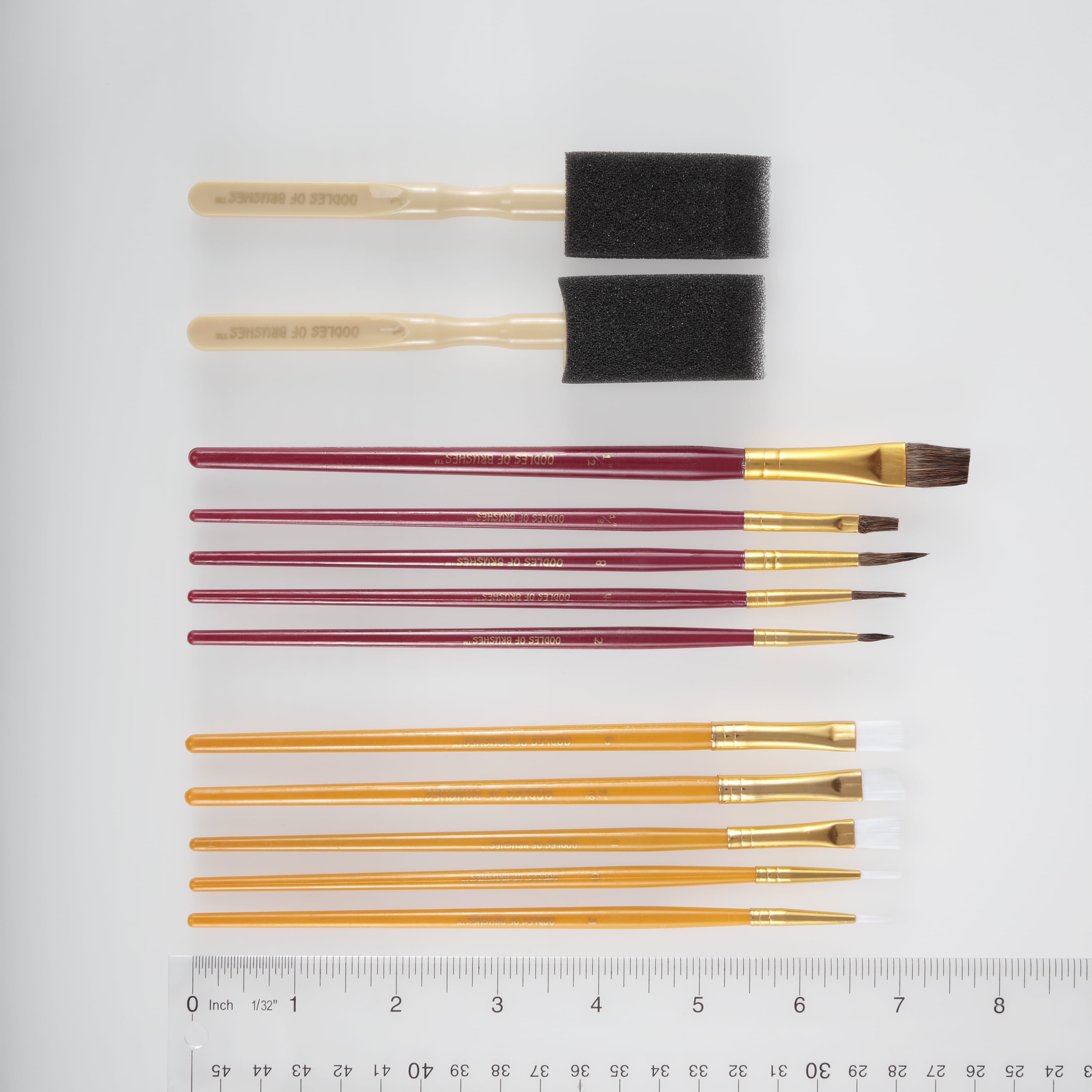 Oodles Of Brushes Economical Art Brush Set of 25 - Balanced Assortment Of Economical Brushes For Art, Craft, Hobby And Home - 2 Pack