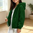 thumbnail image 3 of Girls Fleece Hooded Jacket Loose Fit Long Sleeve Coats With Pocket Teen Warm Winter Outerwear Clothes 5-15 Years, 3 of 5
