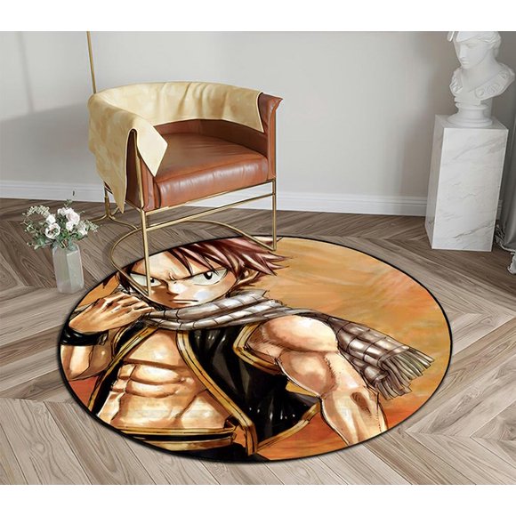DEYOU Tail Natsu Japan Round Area Rugs Diameter 3.3 x 3.3ft Floor Carpet Mat for Living Dinning Room Bedroom Kitchen Hallway Office Decor