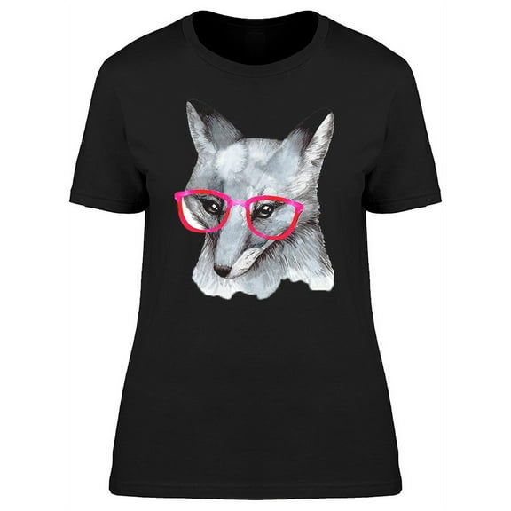 B&W Fox With Hipster Glasses T-Shirt Women -Image by Shutterstock, Female x-Large