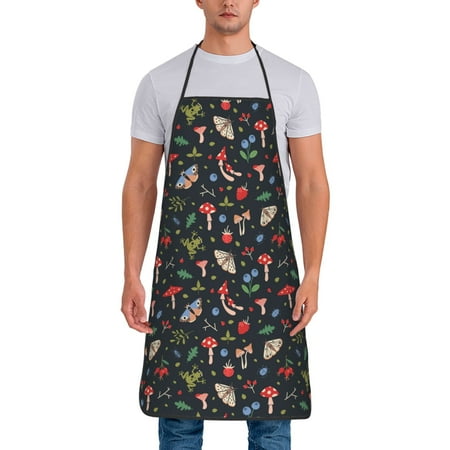 

Jgfou Forest Flora and Insects Print Anti-fouling Apron for Men Women Waterproof Oil-Proof Kitchen Apron with Adjustable Straps Pocket and No-Pill No-Fade Fabric