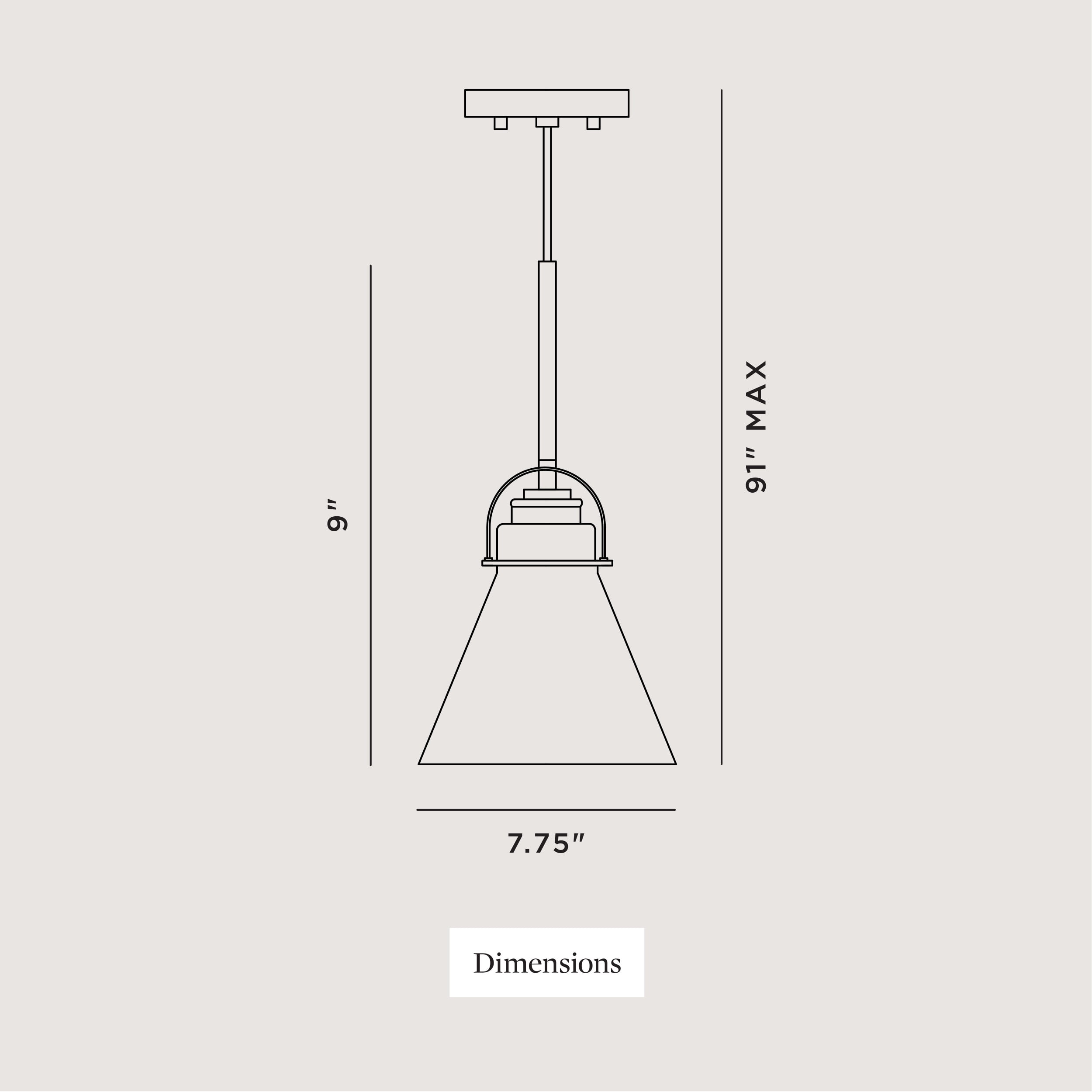 Avec 7.75 in. 1-Light Brushed Gold Industrial Pendant