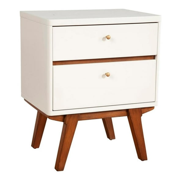 Bowery Hill Two Drawer Wood Nightstand in White
