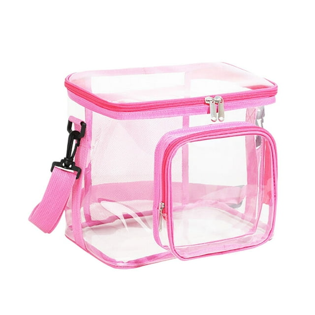 SuChun Outdoor Cushion Storage Bag Clear Backpack Heavy Duty Transparent Bookbag See Through Multiple Pockets With Zippered Top And Handle For Concert Sport Event Work Travel Festival Pink