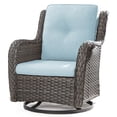 thumbnail image 6 of MeetLeisure 1 PCS Outdoor Swivel Rocker Patio Chair, Wicker Furniture with High Back, Deep Seating, Wide Armrest, Thick Cushions for Deck Porch, Sky Blue, 6 of 11