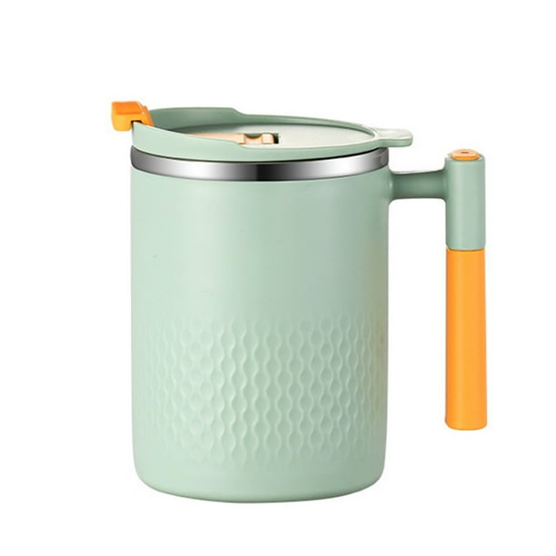 Pisexur Batería de cocina Taza de acero inoxidable con tapa y asa, 450 ml, reutilizable, de doble capa, térmica, para el hogar, la oficina y viajes, ideal para café, para la cocina del hogar