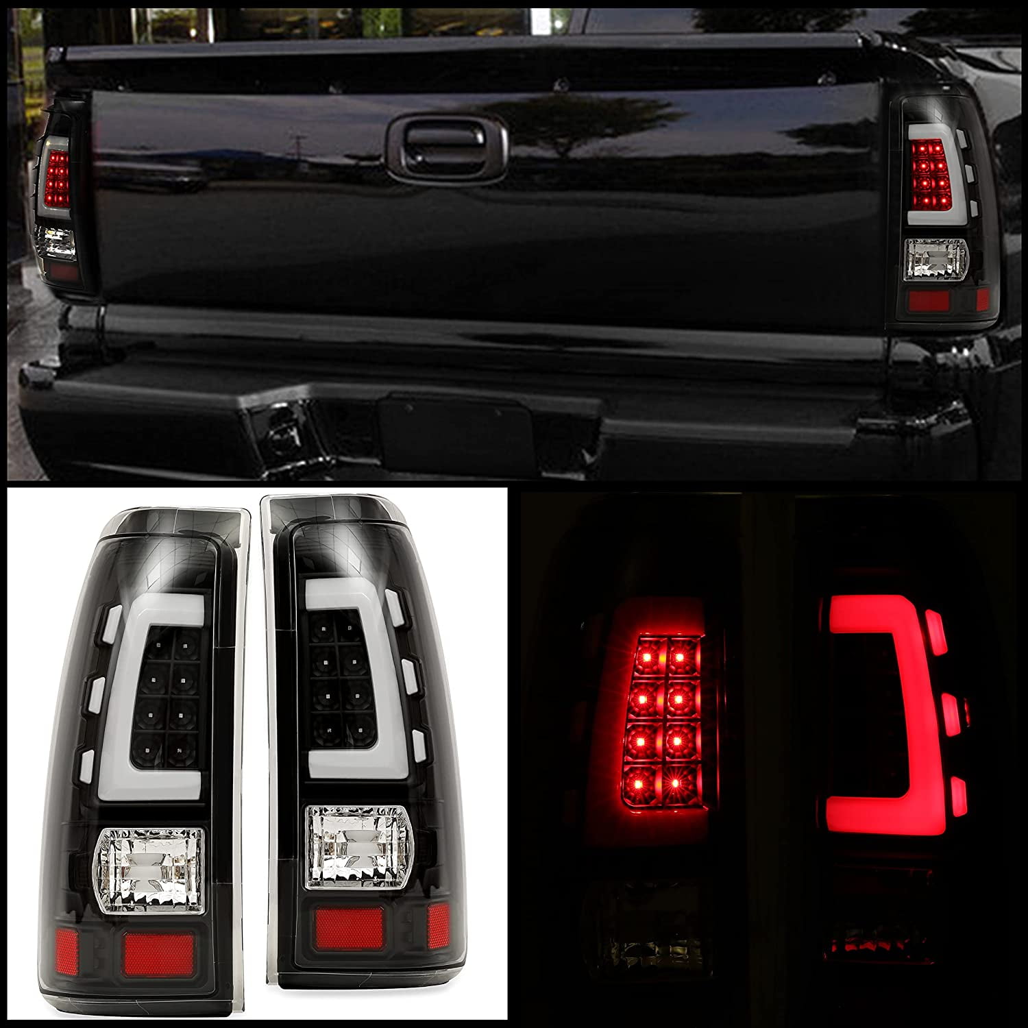 1999-2003 GMC Sierra 1500 2500 AUTOSAVER88 Tail Lights Compatible with 1999-2002 Chevy Silverado 1500 2500 3500 ONLY Fit Fleetside Models Clear Smoke Red Taillights Pair 