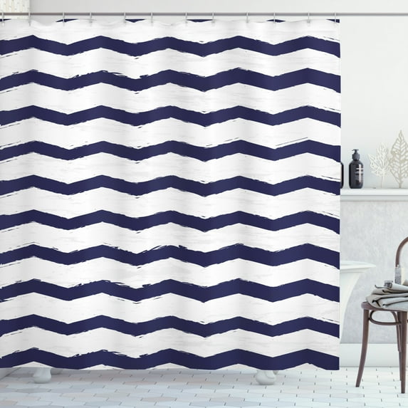 Ambesonne Ocean Shower Curtain, Nautical Sea Life Cottage, 69"Wx84"L, Indigo White