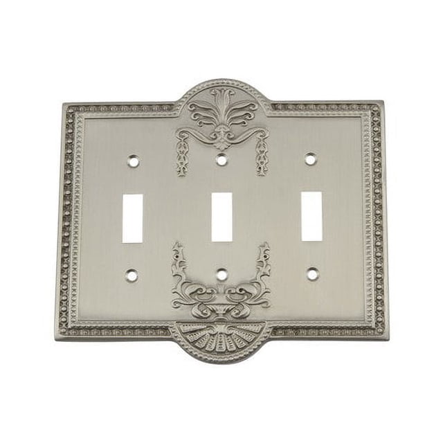 Nostalgic Warehouse 720000 Plaque de Commutateur Meadows avec Triple Bascule, Nickel Satiné