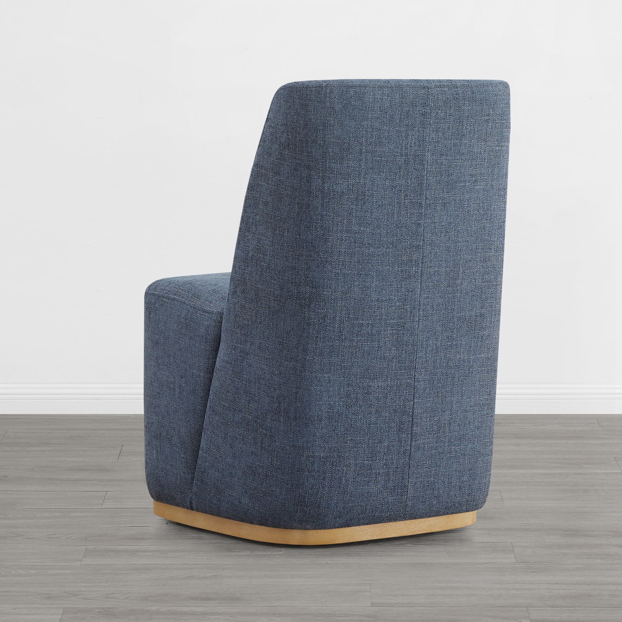 Spruce & Spring Modern Upholstered Dining Chair with Hidden Casters & Wood Base Set of 2, Blue