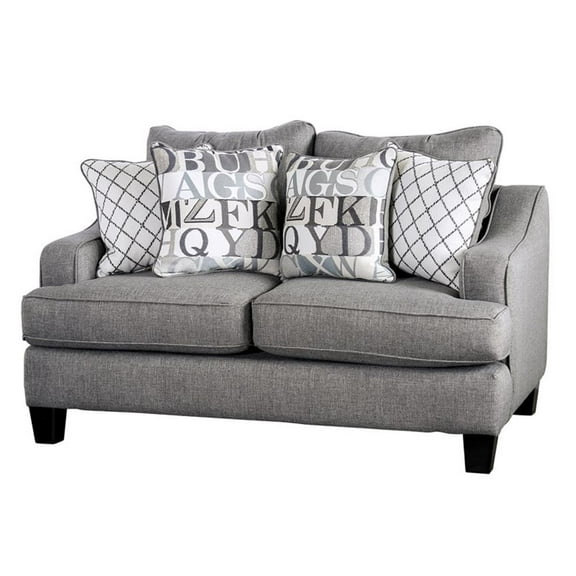 Furniture of America Tammie Transitional Fabric Loveseat in Bluish Gray