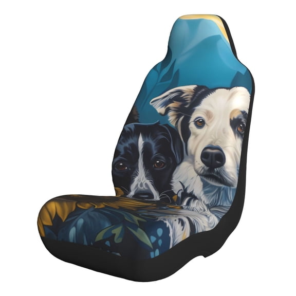 Xecao Sunset Sunflower Dog for Automotive Seat Covers for Cars Trucks and SUVs – Gray Car Seat Covers for Front Seats, Truck Seat Protectors-1