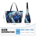 thumbnail image 4 of Balery Futuristic Blue Light White Tiger Beach Travel Bag - Water-Resistant, Large Capacity Lightweight Tote with 7 Pockets for Women and Men - Perfect for Beach, Pool, Gym, and Travel, 4 of 7