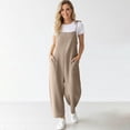 thumbnail image 2 of Cmfcve Women's Casual Jumpsuits V Neck Sleeveless Harem Pants Stretchy Adjustable Strap Overalls with Pockets, 2 of 6