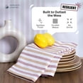 thumbnail image 3 of HEIRLOOM COMFORT Fiesta Stripe Dish Towels 12 Pack, 18x26 Inch, 100% Cotton, Absorbent & Durable, Quick Drying Kitchen Towels for Daily Cleaning, Cooking & Baking, Easy Care, Brown & Burgundy, 3 of 7