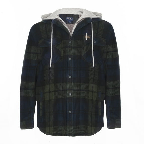 Smith's Workwear Sherpa-Lined Hooded Micro-Fleece Shirt-Jacket