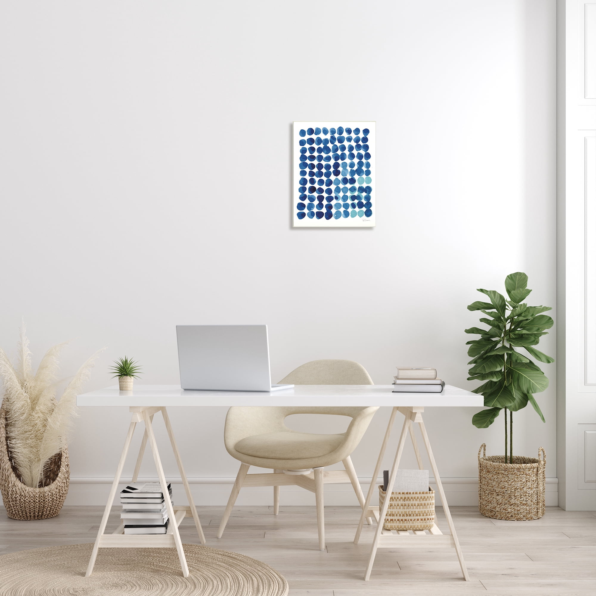 Stupell Industries Blue Polka Dot Pattern Circle Shape Grid Watercolor, 13 x 19, Design by Sue Schlabach