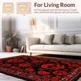 thumbnail image 2 of ODIKA 4'x6' Machine Washable Non-Slip Area Rug, Intricate Skull and Petal Arrangement High Traffic Rug, Black, 19262, 2 of 7