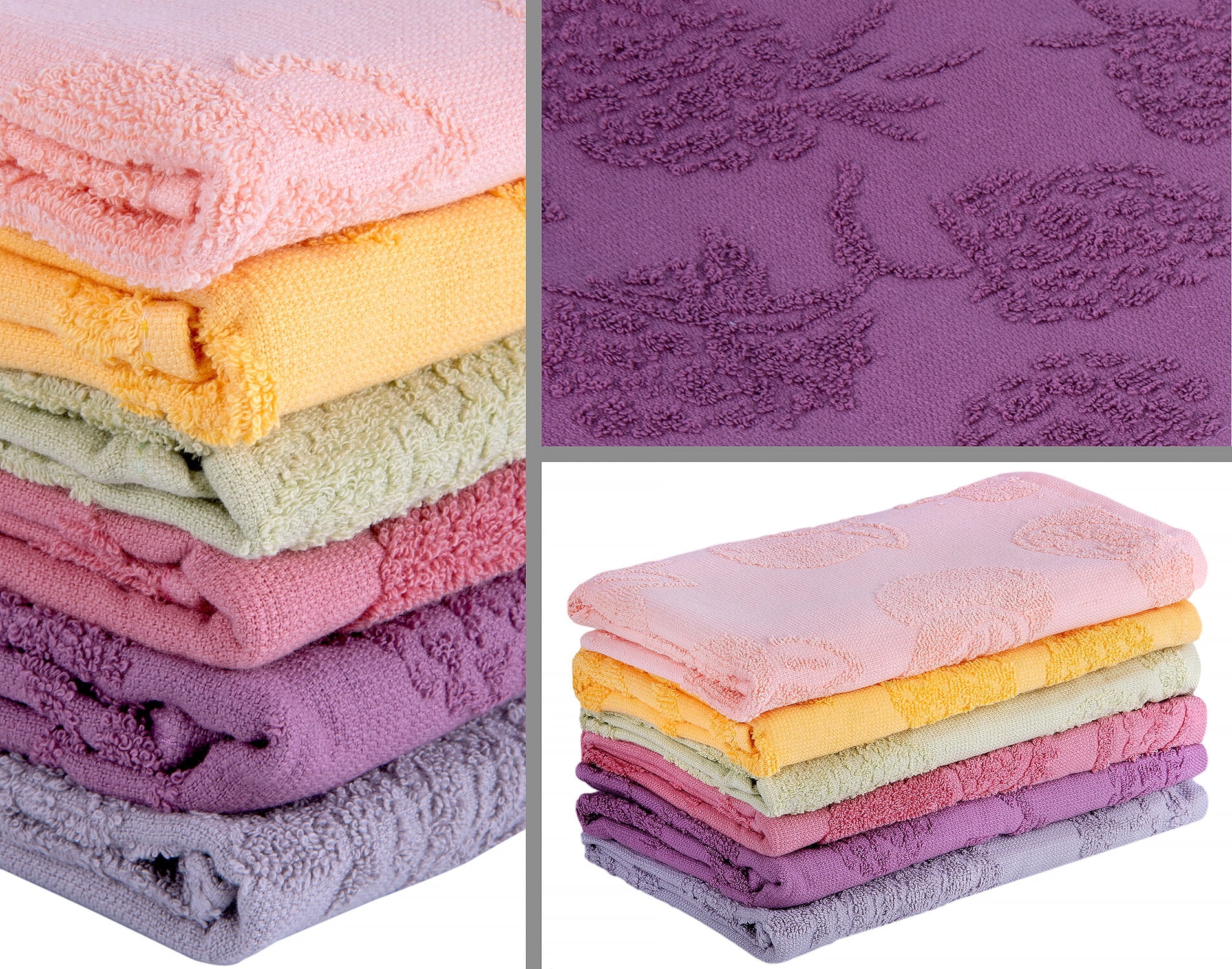 Bahar Fruit Garden 100% Cotton Kitchen Towel Set of 6 pcs 15.75x23.6" (40x60 cm) Jacquard Dish Towels for Kitchen 320 GSM Terry Tea Towel Dishcloth for Quick Drying, Multicolor