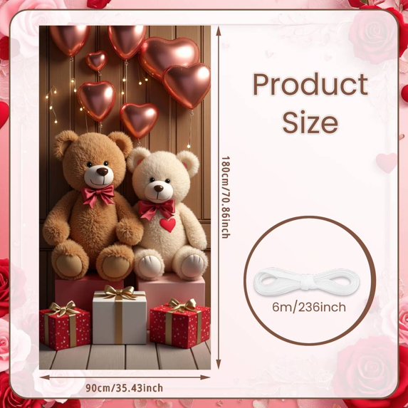 Pink Valentine's Banner Rose Decor Romantic Backdrop Heart Pattern Cherry Blossom Design Heart Background for Valentine's Party Romantic Date Anniversary Celebration