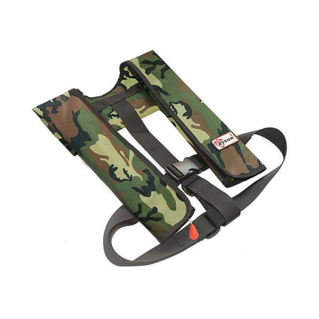 Green Life Vest (Premium Auto/Manual Inflatable Life Jacket Lifejacket PFD Floating Life Vest Inflate Survival Aid Lifesaving PFD Basic Green Camouflag)
