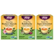 Yogi Tea Green Tea Variety Pack Sampler, Wellness Tea Bags, 3 Boxes of 16