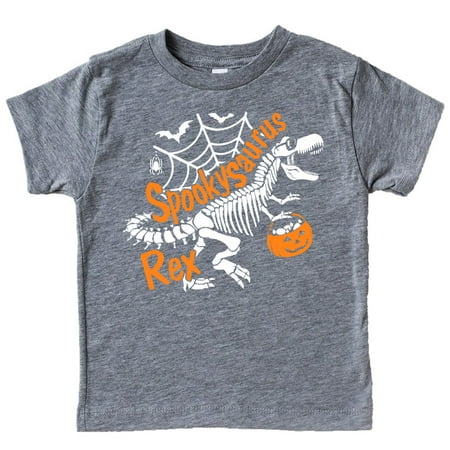 

T-Rex Skeleton Dinosaur Trick or Treat Shirt for Baby and Toddler Youth Boys and Girls Halloween and Fall Shirt White on Granite Heather Shirt 12 Months