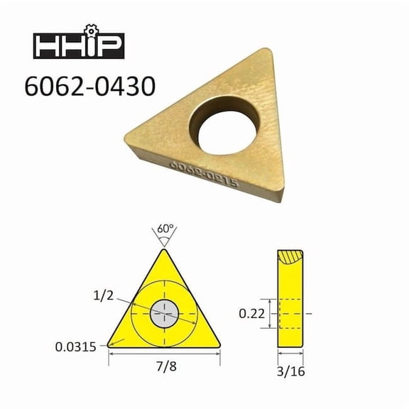 Hhip Tdex 43 Tin Coated C-5 Carbide Insert 6062-0430