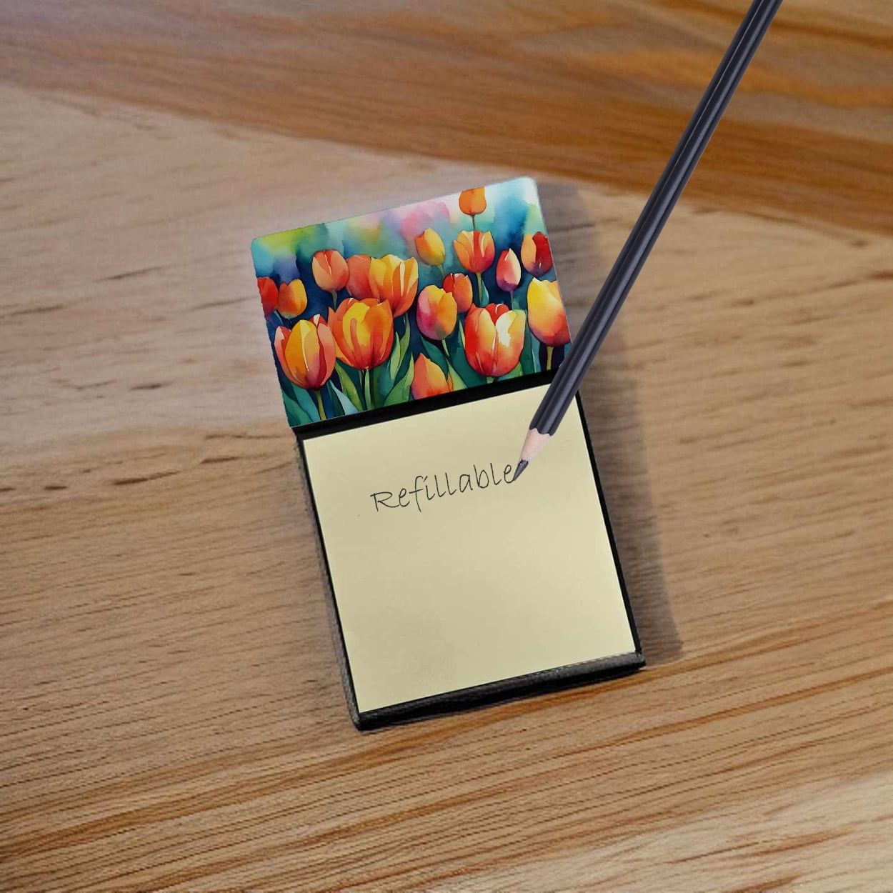 Tulips in Watercolor Sticky Note Holder 3.25 in x 5.25 in