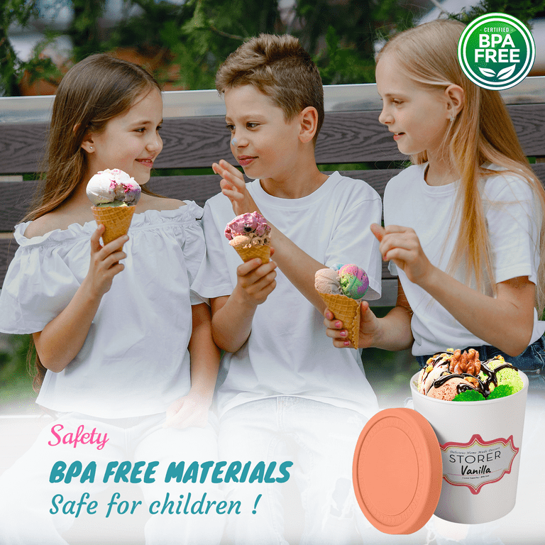 Premium Reusable Ice Cream Containers (2 Pack - 1 Quart Each) Perfect  Freezer Storage Tubs with Silicone Lids for Sorbet - AliExpress