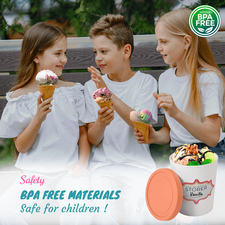 Premium Ice Cream Containers (4 Pack - 8 Ounces Each) Reusable