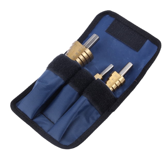 Juego de 3 brocas cónicas escalonadas Bling Bling de acero HSS grandes bolsa de almacenamiento azul