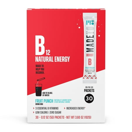 MadeTo B12 Natural Energy Packets, Fruit Punch, 30ct