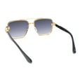 thumbnail image 4 of Rimless Luxury Bevel Lens Mens Rectangle Officer Cop Sunglasses Gold Black - Smoke, 4 of 4