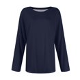 thumbnail image 4 of Long Sleeve Tops for Women T-Shirt Casual Solid Colour Tops T Shirt Round Neck Pullover Blouse, 4 of 5
