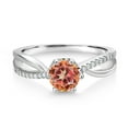 thumbnail image 2 of Gem Stone King 925 Sterling Silver Ring Round Mystic Topaz and Moissanite (1.08 Cttw) (Size 5), 2 of 4