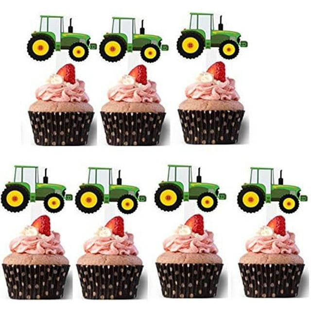 Engineering Vehicle Cake Cupcake Topper 28Pcs/set, Birthday Twinkle DIY Glitter First Birthday Cupcake Topper Cake Smash Candle Alternative Party Handmade