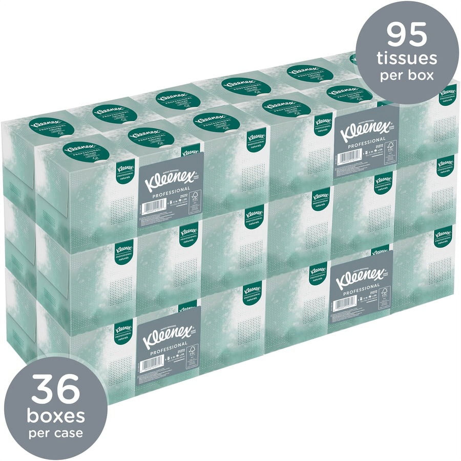 Kleenex Naturals Facial Tissue - 8" X 8.40" - White - Virgin Fiber, Fiber - Soft - For Restroom - 95 Per Box - 36 / Carton