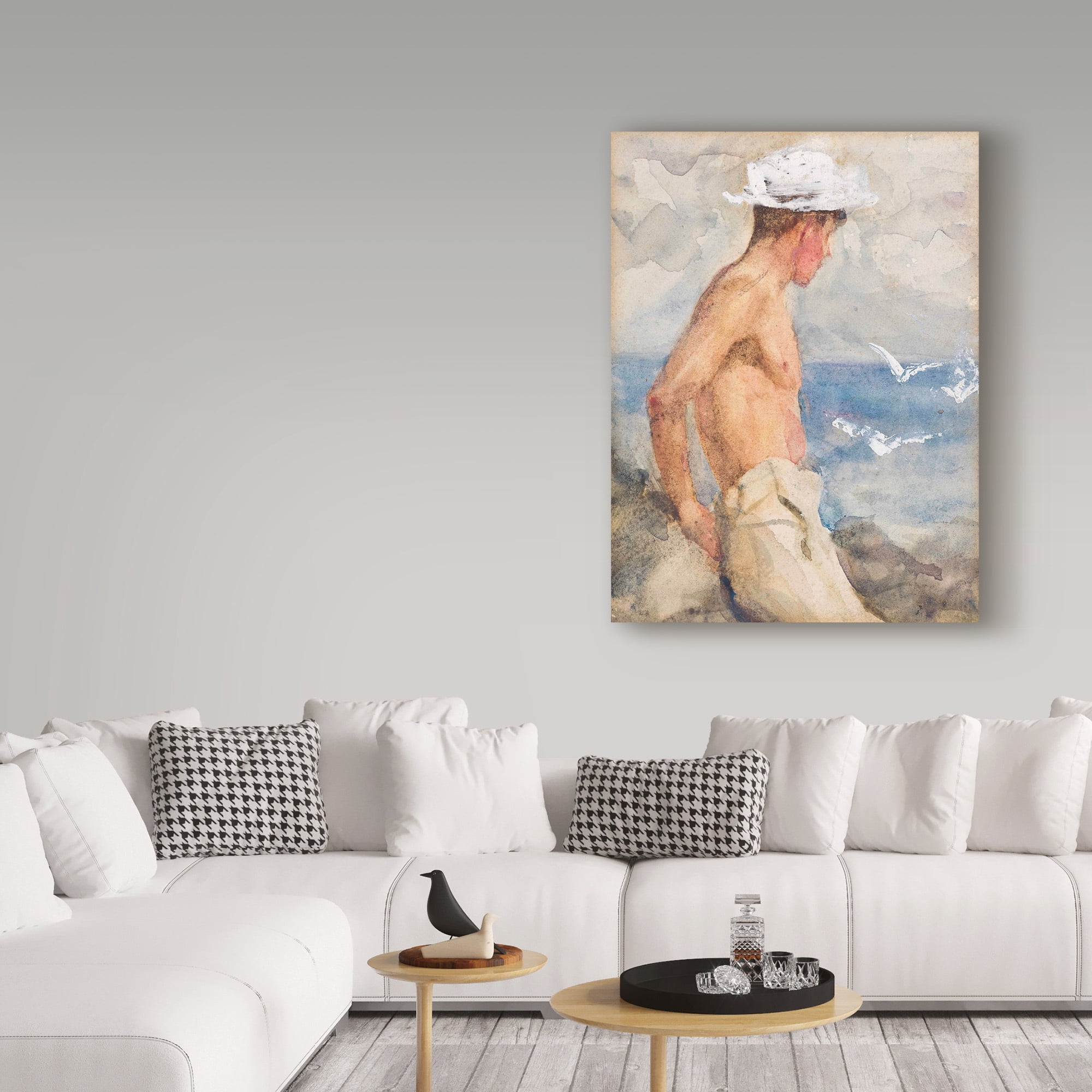 Trademark Fine Art 'Study of a Young Man Looking Out to Sea' Canvas Art by Henry Scott Tuke