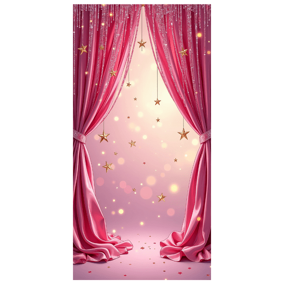 LUUFILx Pink Star Curtain Backdrop with Glittering Drapes and Hanging Stars Party Banner Decoration Photo Booth Background Baby Shower Birthday Stage Decor