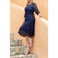 thumbnail image 3 of Curve Muse Women's Plus Size Floral Lace 3/4 Sleeve Round Neck Dress-Navy-3XL, 3 of 6