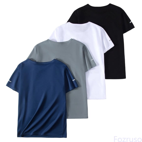 Fozruso 4 Pack Boys Short Sleeve T-Shirts Crewneck Classic Fit Athletic Tee Tops for School Casual Daily