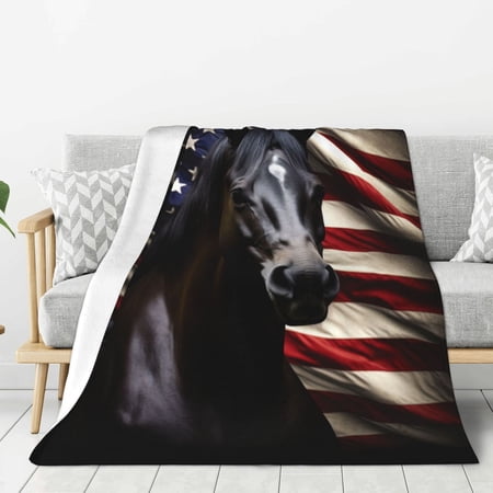 UPC: 0194850020247 | PHELIKA American Flag Dark Horse 01 Flannel Blanket Lightweight Cozy Bed Blanket Soft Throw Blanket Fits Couch Sofa Suitable For All Season 60×80 Inch For Kids Women Men