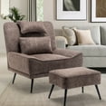 thumbnail image 7 of Andeworld Upholstered Accent Chair with Ottoman, Pillow, Grey, 7 of 7
