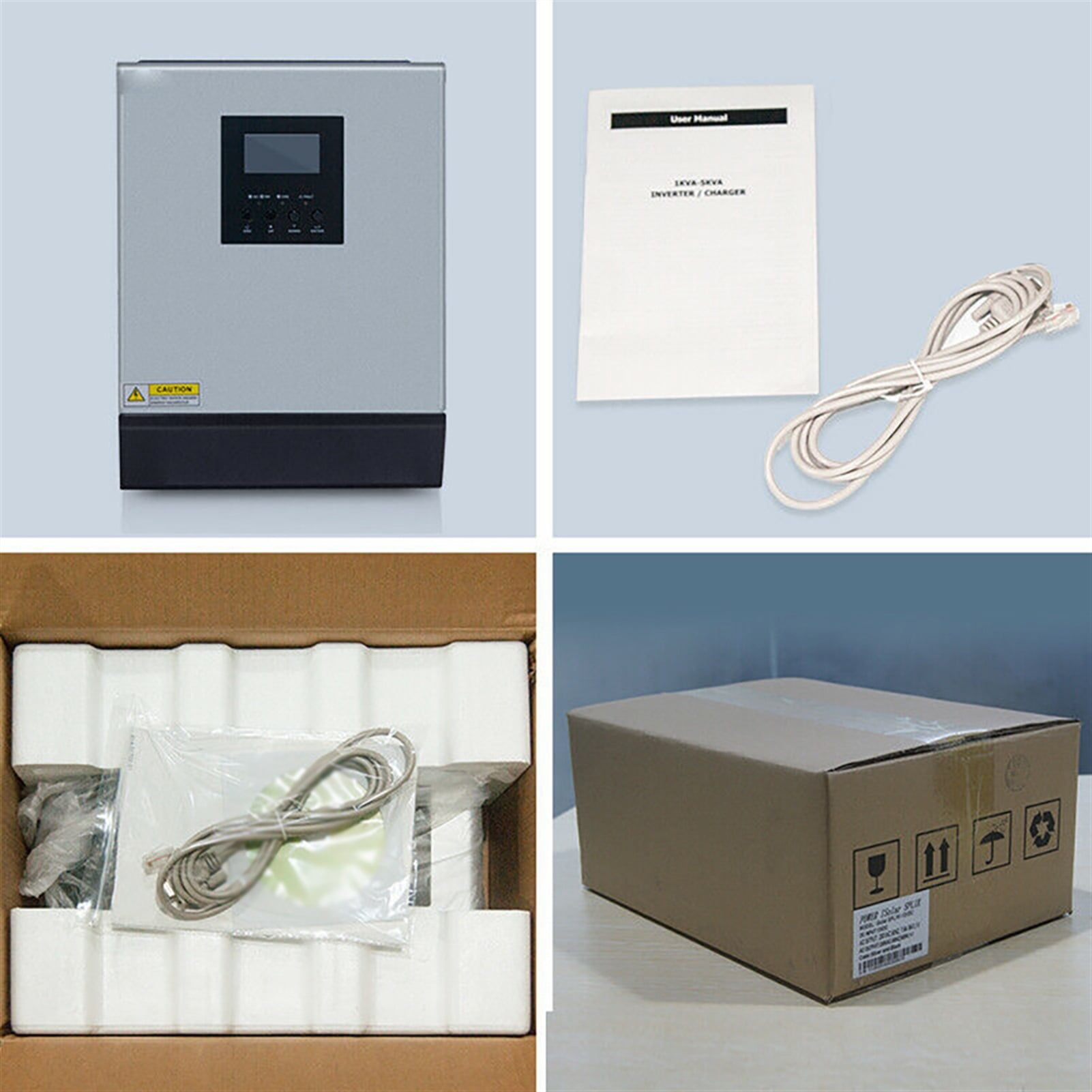 3000W 24V Pure Sine Wave Off-Grid Hybrid Inverter Built-in PWM Solar Charge Controller Home System Smart Inverter ,Easy to Use