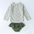 thumbnail image 3 of Hiijoy Kids Toddler Girls Three Piece Swimsuit Floral Long Sleeve Rash Guard Swim Shorts with Swimming Cap Bathing Suits, Sizes 0-7, 3 of 8