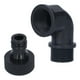 thumbnail image 2 of Juego de 2 conectores de codo, adaptadores de manguera adaptables y duraderos con conector de boquilla para jardín y exterior (codo direccional G3/4, rosca hembra y macho)., 2 of 14