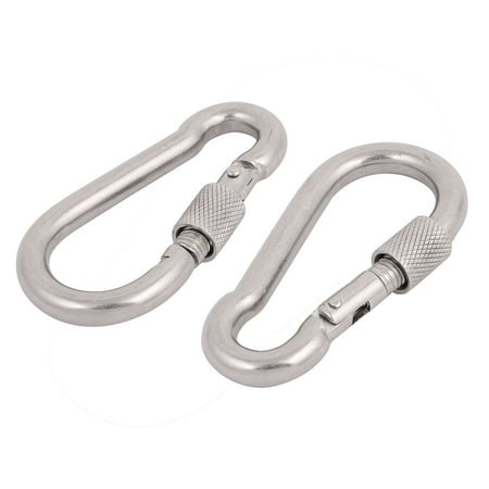 - Uxcell 8mm Thick 304 Stainless Steel Spring Snap Hook Carabiner Screw Lock Keyring 2pcs