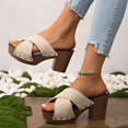 thumbnail image 6 of Viluyesy Women's Block Heels Sandals, Thick Sole Open Toe Slip-On 2025 New Style Platform Shoes Beige 9, 6 of 9