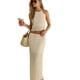 thumbnail image 3 of Conjunto de Falda Larga de 2 Piezas para Mujer, Estilo Y2K, con Espalda Descubierta y Cordones, Camiseta Sin Mangas, Falda Larga con Volantes, Ropa de Playa para Salir. Lechoso XL, 3 of 8